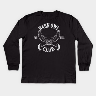 Barn Owl Barbell Club - White Kids Long Sleeve T-Shirt